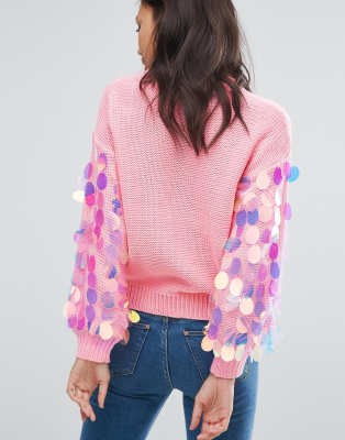 pink sequin sweater