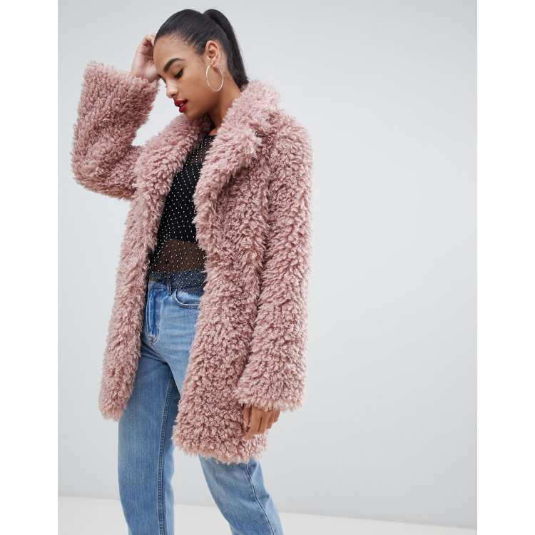 Prettylittlething Women's Plus Shaggy Cropped Jacket