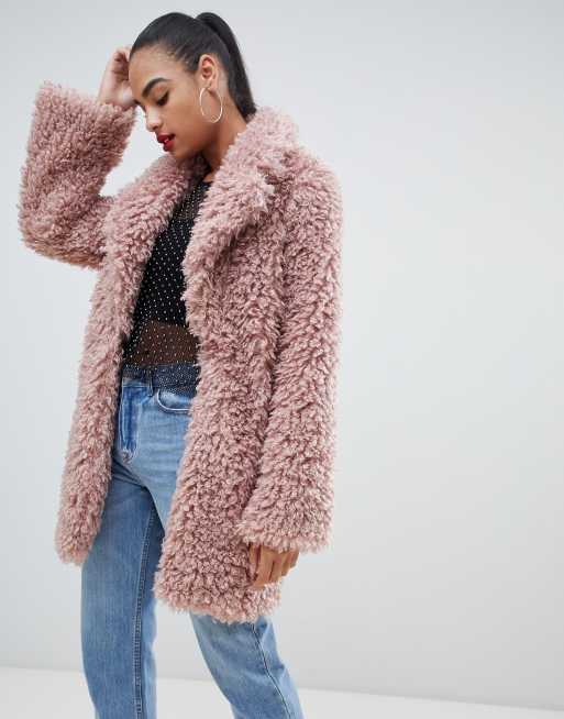 Pretty little thing shop pink fur coat