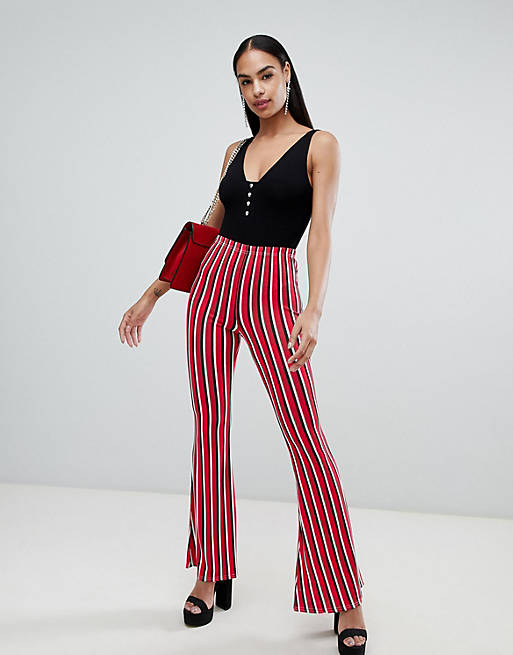 PrettyLittleThing Stripe Flare Trousers | ASOS