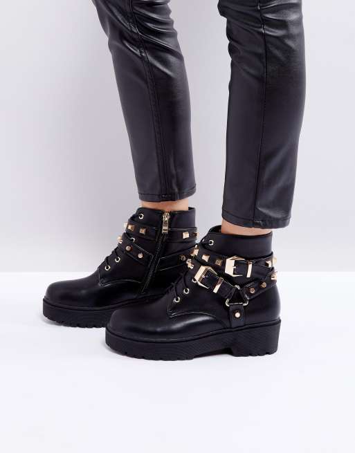 Studded Lace-up Boots