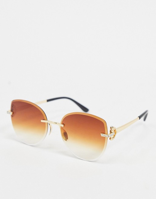 PrettyLittleThing sunglasses with faded lense in orange