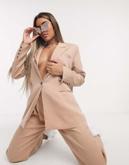 PrettyLittleThing – Szarobeżowa marynarka oversize – część zestawu