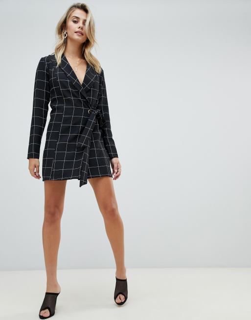 Pretty little thing black best sale blazer dress