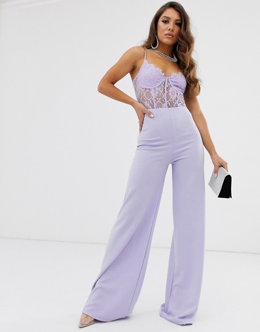 PrettyLittleThing wide leg trousers in lilac