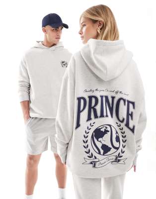 Prince Prince co-ord unisex varsity print hoodie in grey marl