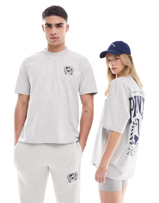 Prince – Gråmelerad t-shirt i unisex-modell och collegestil, del av set