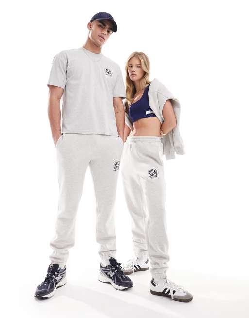 Prince unisex varsity print trackies in grey marl (part of a set)