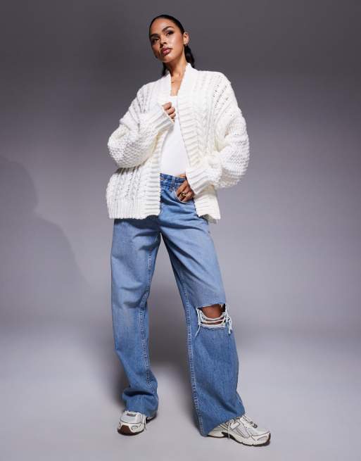 Princess Polly Abner cable knit detail balloon sleeve oversized