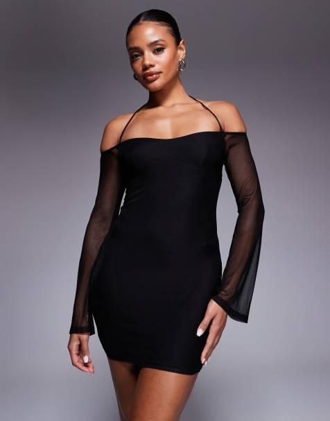 Princess Polly Acosta mesh sleeve bodycon mini dress in black - view 1