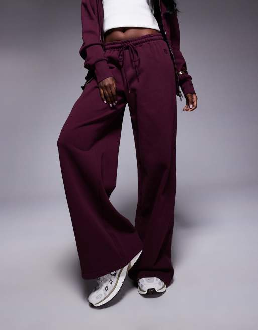 Princess Polly - All Day - Pantalon de jogging d'ensemble ample en coton avec cordon de serrage à la taille - Bordeaux, 4 de 5