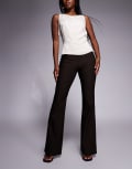 [Princess Polly] Princess Polly Ambient bengaline mid-waist flare pants in chocolate-Brown 10 Chocolate