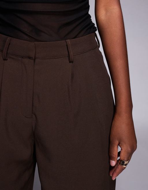 Princess Polly - Ambient - Pantalon ajusté à pinces à l'avant et taille haute - Chocolat, 4 de 5