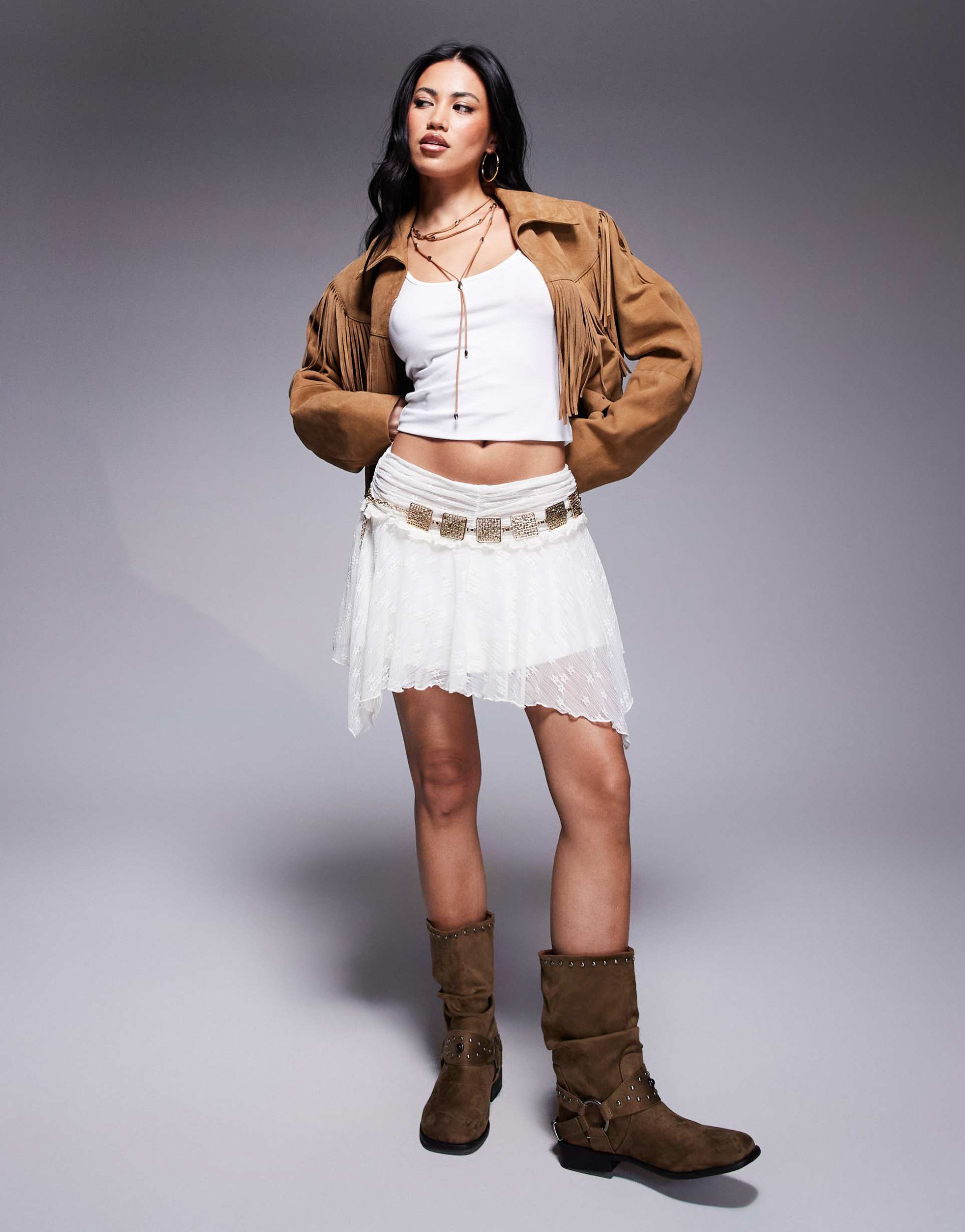 princess polly ayra lace asymmetric hem fairy mini skirt in cream