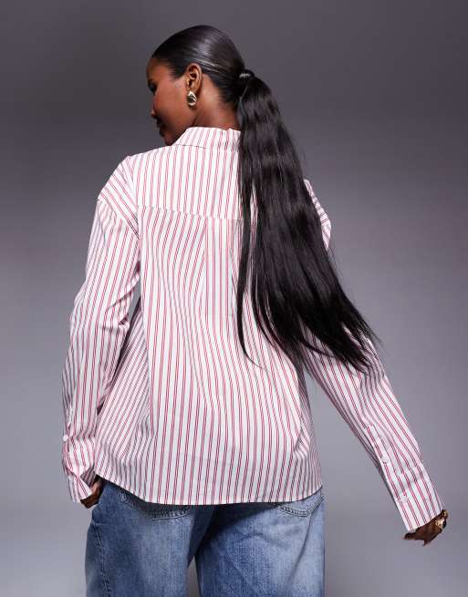 Princess Polly Belize pocket detail shirt in white & red stripe , 3 of 4
