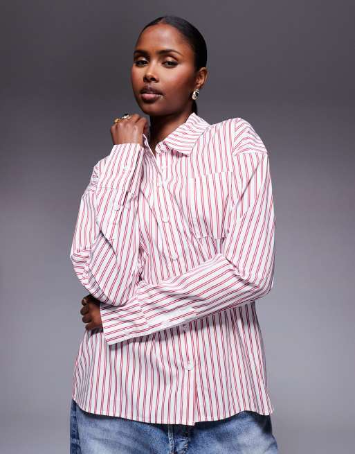Princess Polly Belize pocket detail shirt in white & red stripe , 4 of 4