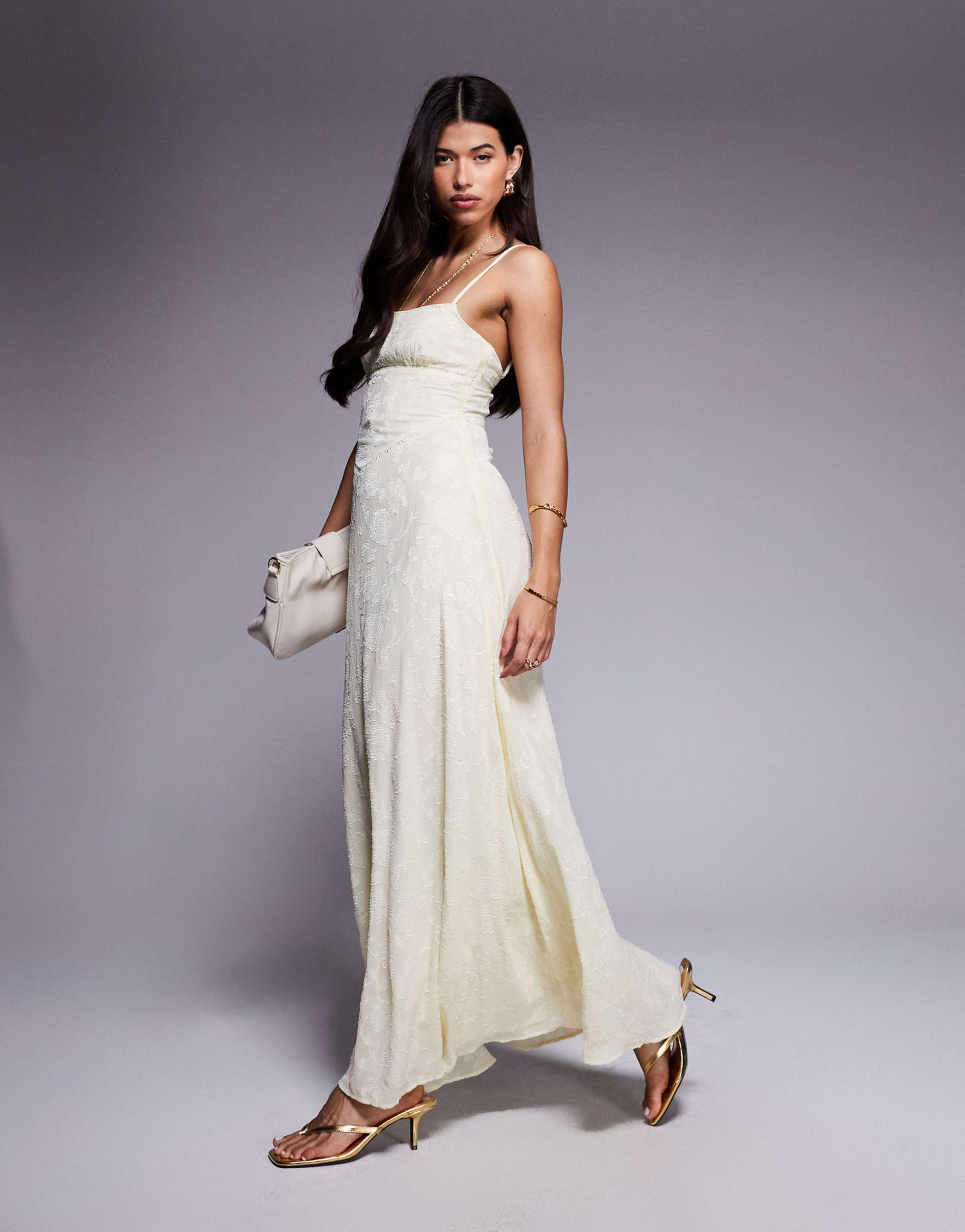 princess polly burnout cami corset detail maxi dress in yellow