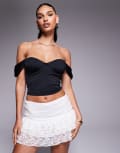 [Princess Polly] Princess Polly Candyce ruched cup detail fallen shoulder corset top in black 14 BLACK