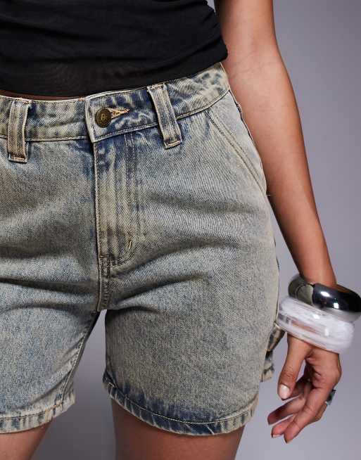 Princess Polly Carpenter denim longline shorts in antique wash, 5 of 5