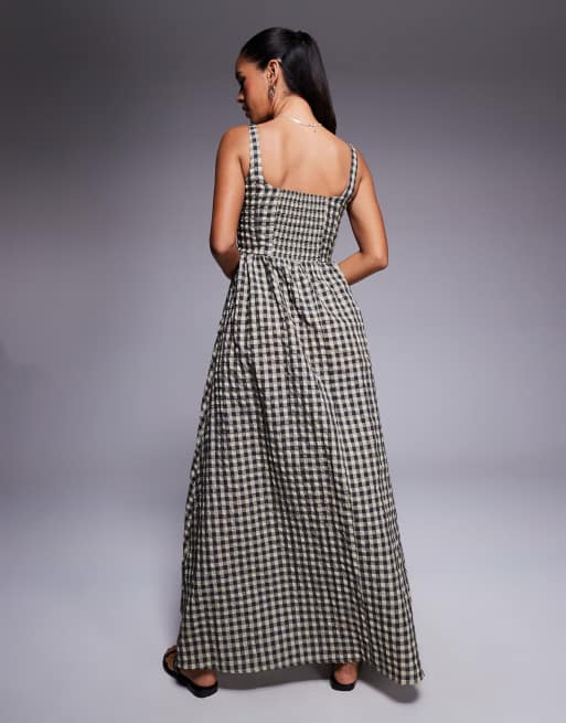 Princess Polly Cartmel cotton seersucker square neck maxi