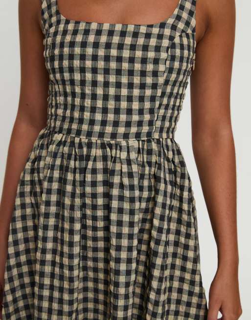 open lace back dress Double Date Mini Dress Red Gingham main image 1