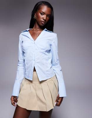 Princess Polly Cartwright Buckle Detail Pleated Mini Skirt In Neutral