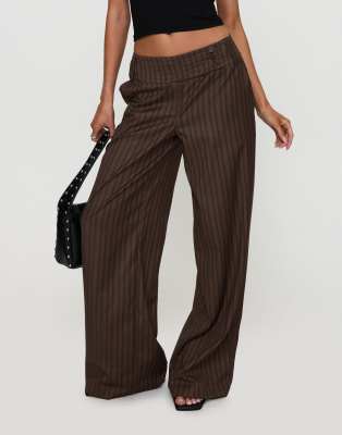 Princess Polly Cedars Low Rise Wide Button Waistband Detail Wide Leg ...