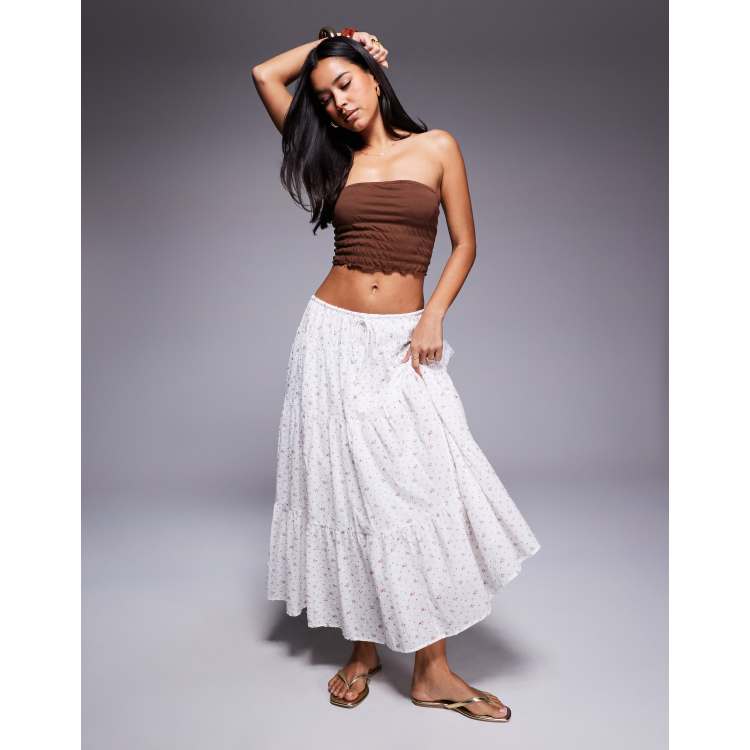 Princess Polly Cherry On Top elastic waist tiered maxi skirt