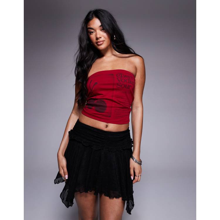 open lace back dress Alva Sweetheart Neckline Mini Dress in Cherry Red