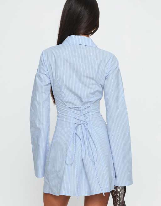open lace back dress Anni Pinstripe Shirt | Black | Womens main image 1