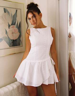 Princess Polly Cosie sleeveless tie side ruffle hem cotton eyelet