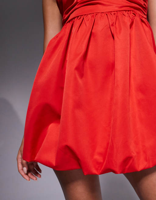 Princess Polly – Crotoy – Seitlich gerafftes, trägerloses Minikleid in Rot mit Ballonsaum, 2 von 4