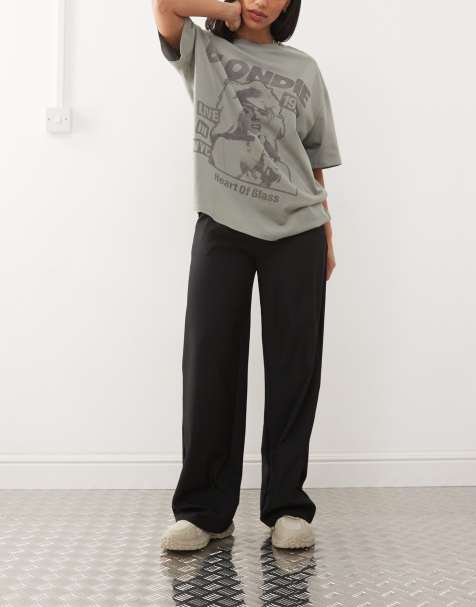 Princess Polly tailored wide leg trousers in black