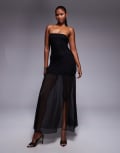 [Princess Polly] Princess Polly Decadent bandeau sheer contrast maxi dress in black 8 BLACK