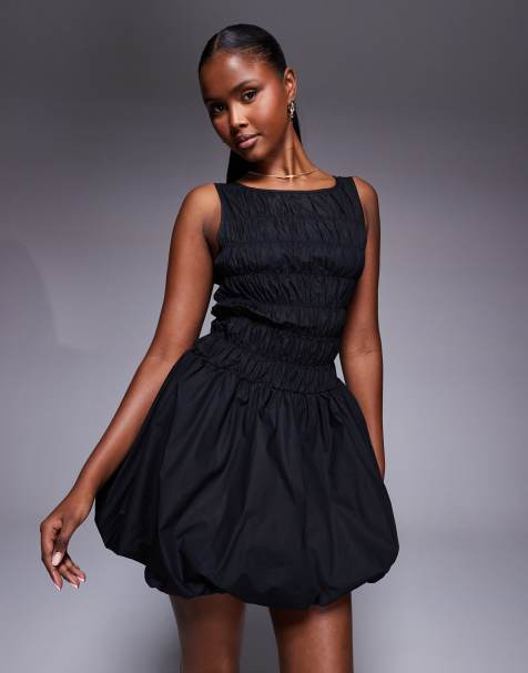 Princess Polly - Demure - Mini-jurk met gesmokt detail en pofzoom in zwart - view 1