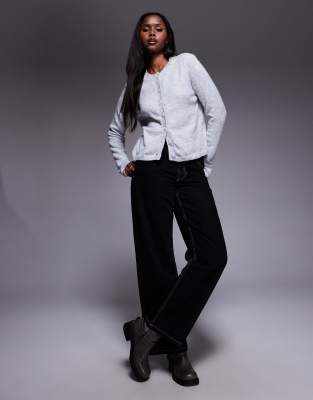 Princess Polly Denmark Soft Knit Button Through Cardigan In Gray