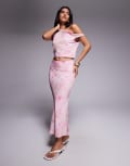 [Princess Polly] Princess Polly Devereaux chiffon asymmetric off-shoulder top & midaxi skirt set in vintage pink floral-Multi 14 PINK