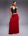 [Princess Polly] Princess Polly Devoted low rise metal hardware detail maxi skirt in red 6 RED