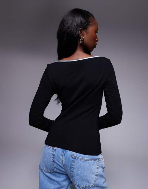 Princess Polly Double Back floral cut-out long sleeve top in black, 2 of 4