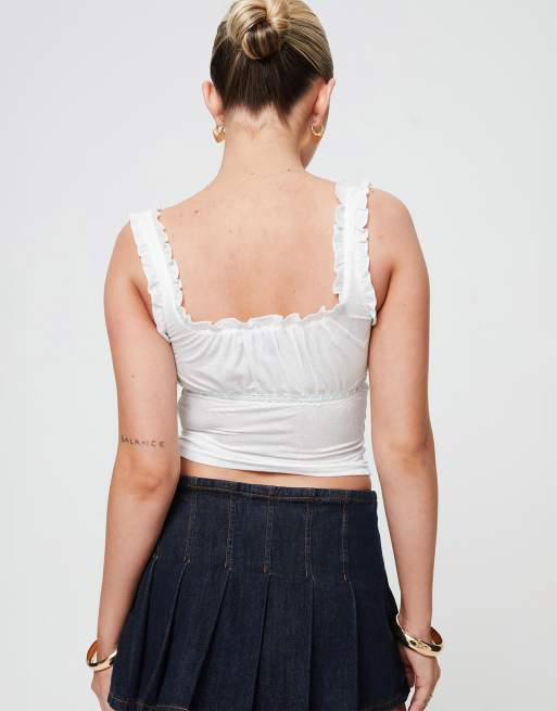Princess Polly Dremi lace ribbon detail square neck milkmaid top