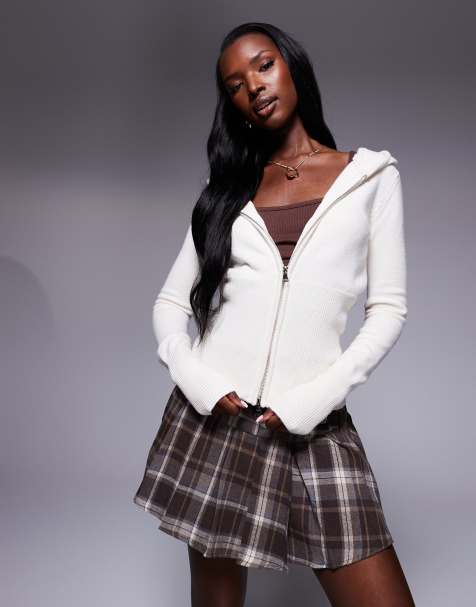 Princess Polly Elingford zip hooded cardigan in white - view 1