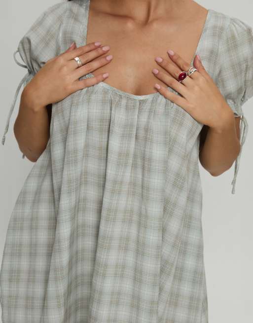 open lace back dress Twist of Fate V Neck Mini Dress | Plaid | Womens main image 0