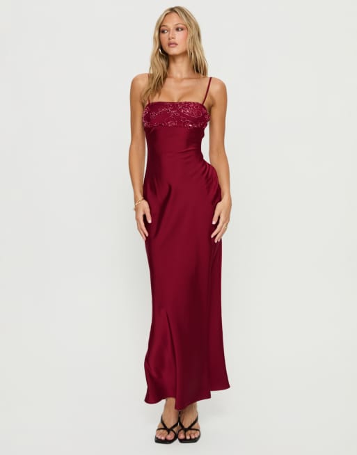 Princess Polly Engracia robe longue à col carré en satin avec détails ...