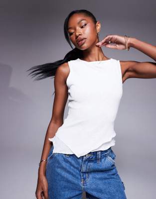 Princess Polly Fine Knit Asymmetric Hem Tank Top