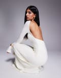 [Princess Polly] Princess Polly fine knit open back maxi dress in off white-Red 16 WHITE