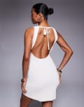 [Princess Polly] Princess Polly fine knit sleeveless low back mini dress in cream-White 8 CREAM
