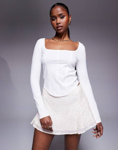 Princess Polly floral embroidered floaty mini skirt in cream - view 1