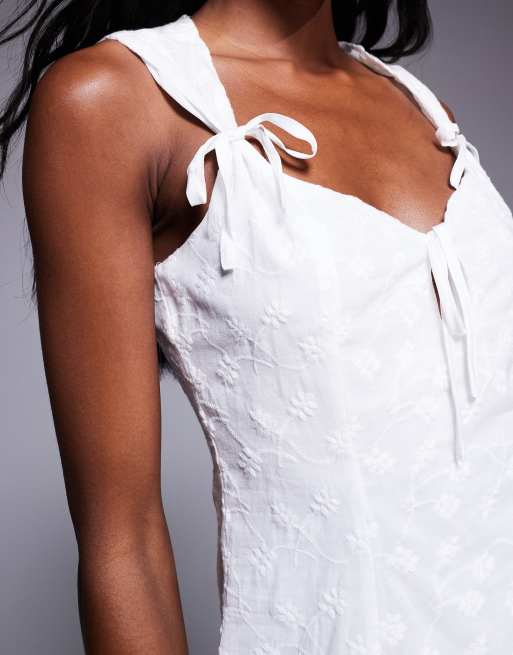 Princess Polly flower embroidered sweetheart neck bow detail