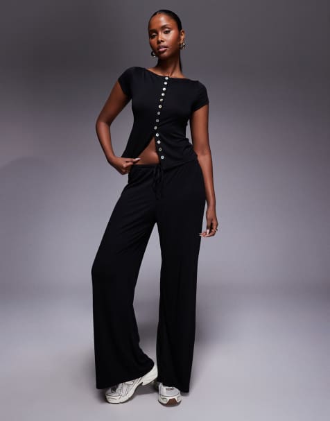 Princess Polly - Gavrielle - Pantalon ample d'ensemble à cordon de serrage - Noir - view 1