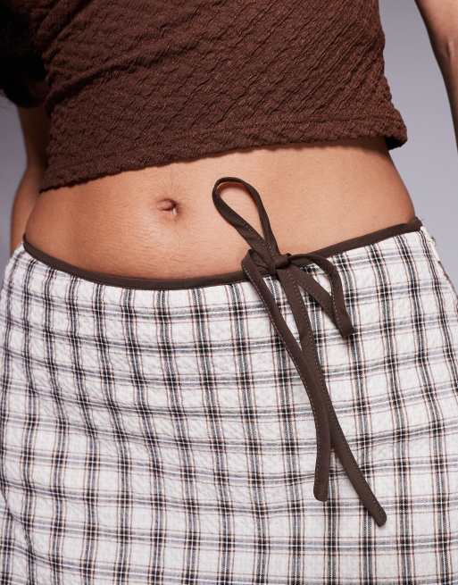 Princess Polly - Geruite minirok met strikdetail in bruin, 5 van 5
